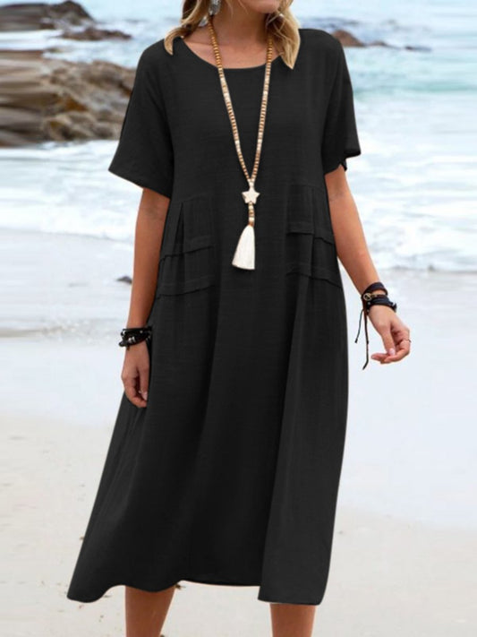 Aryuna - Lockeres Rundhals Kleid